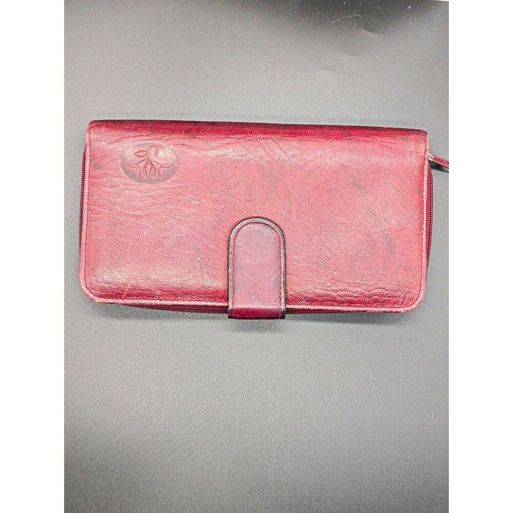 Buxton Burgundy Women's Wallet Zip & Snap Closure ID Window Card Slots Coin